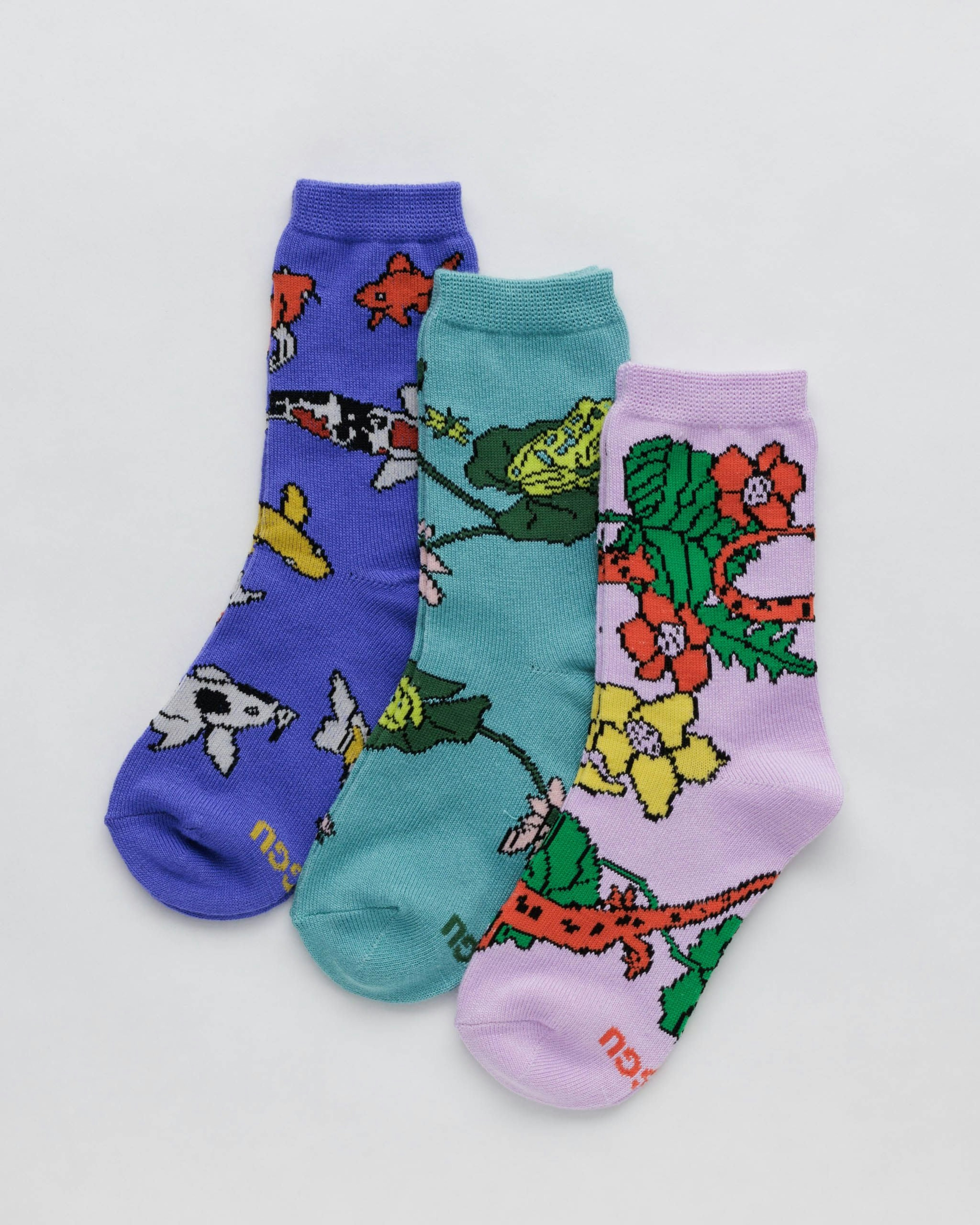 Kids Crew Sock Set of 3  - Pond Friends Large