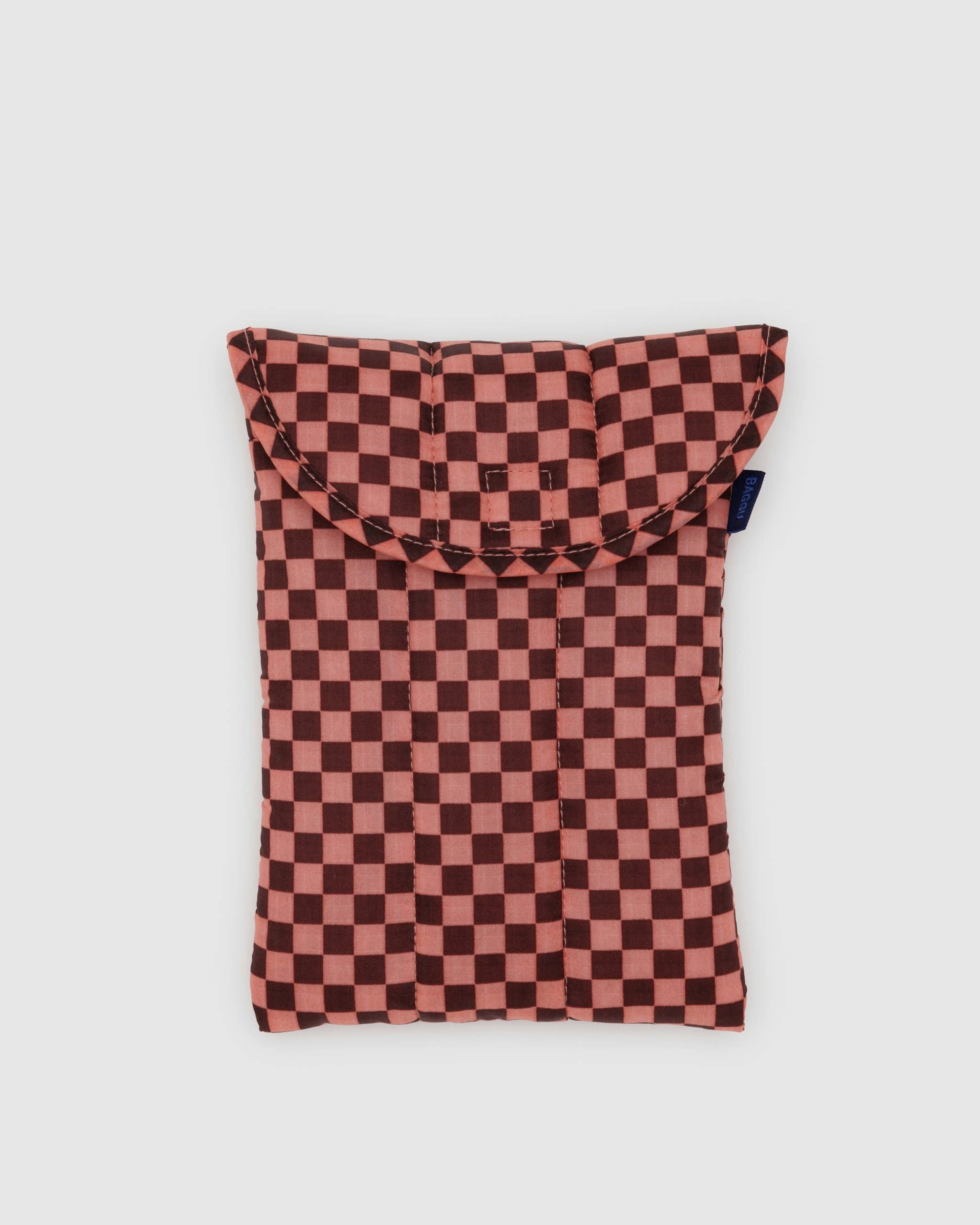 Puffy Tablet Sleeve - Pink Brown Check